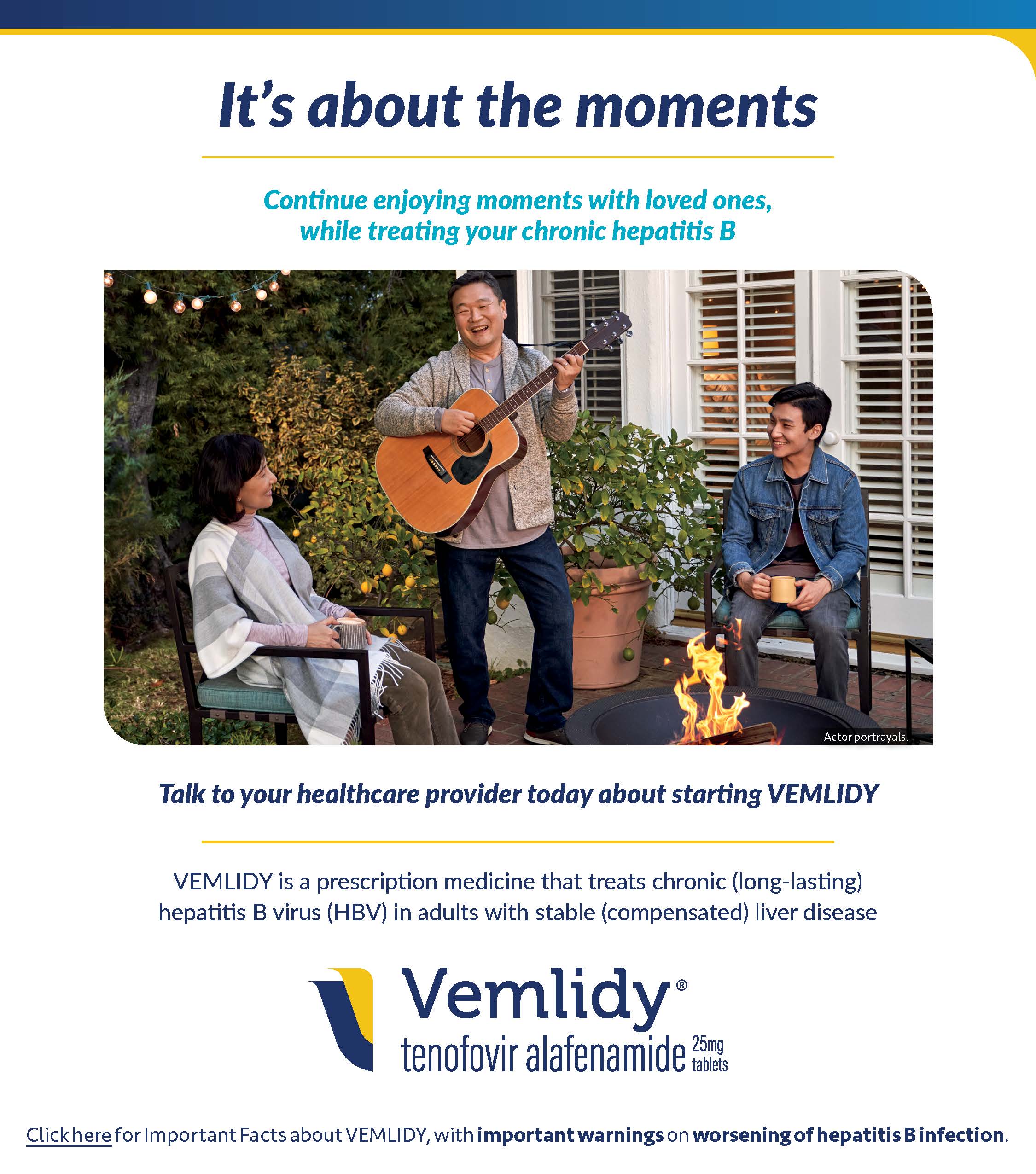 Cover of the VEMLIDY® (tenofovir alafenamide) patient brochure in English